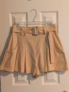High-Waisted Yellow Paper-Bag Shorts